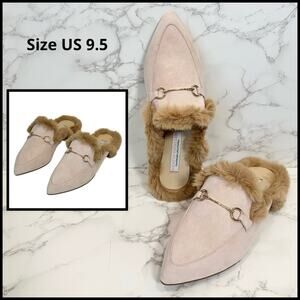 Kristin Cavallari Chinese Laundry Carter Faux Fur-Lined Pink Suede Mules